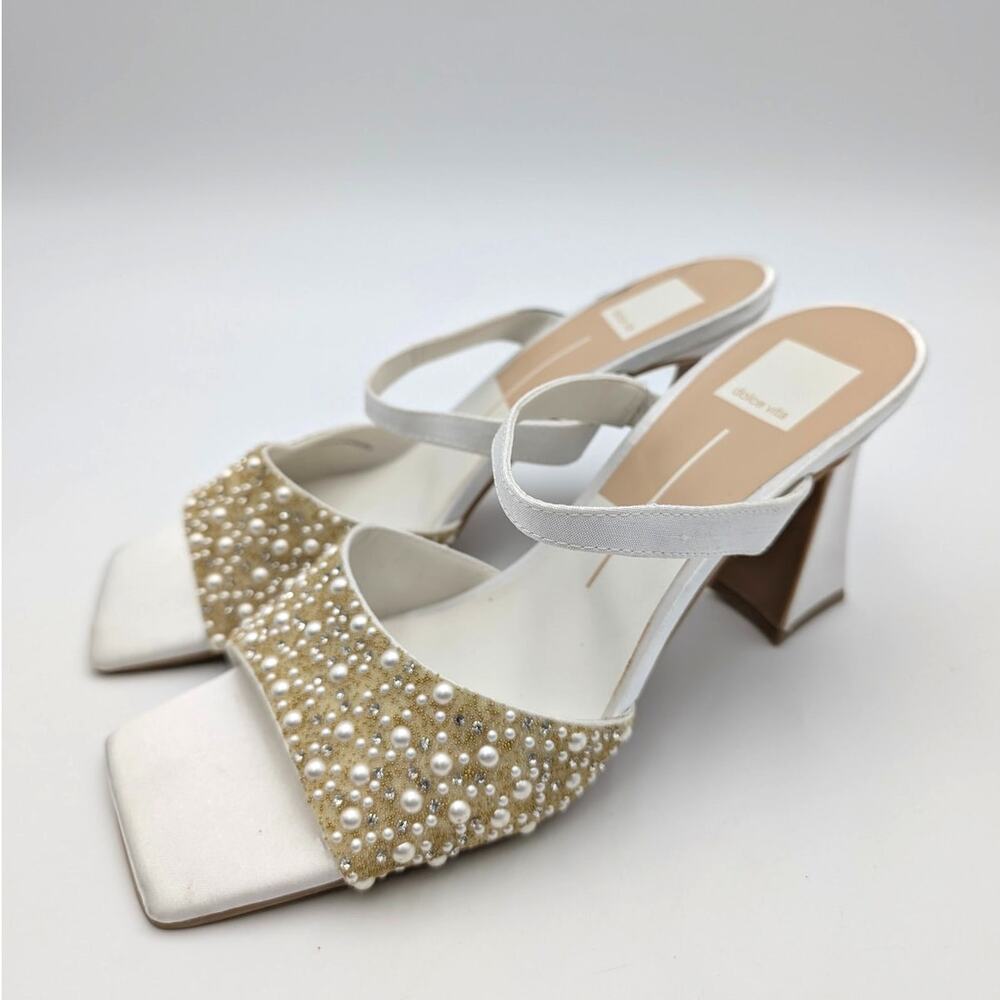 Dolce Vita Nasia Rhinestone Heel Sandals Women's White Size US9 EU40